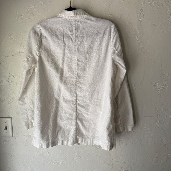 Old Navy White Linen Blend Blazer Women’s Size Small Lightweight Jacket - Picture 5 of 8